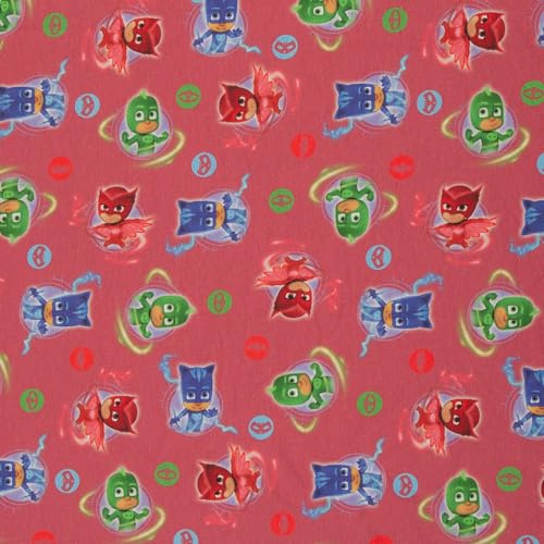 Doppelmoppel Lizenzstoff Swafing French Terry PJ Masks - Pyjamahelden, Catboy, Eulette, Gekko, beere | 13,90 EUR/m