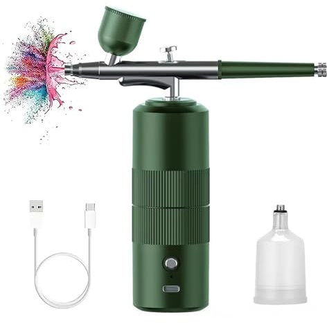 NEWFUN Aerografo para Uñas,Aerografo Uñas, Compresor Aerografo, Aerografo con Compresor, Aerógrafo Portátil, para maquillaje, decoración de tartas, dibujos para colorear, decoración de uñas, tatuajes