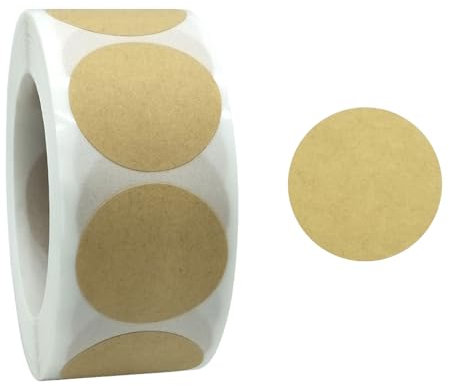 Runde Aufkleber 25mm 500 Stück Selbstklebend Rolle kleine Bunte Klebepunkte Etiketten Sticker Aufkleber Rund Markierungspunkte (Kraftpapier Braun)