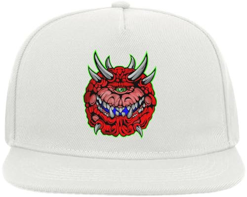 Atspauda Oh a Scary Monster Snapback Flat Visor Cotton Blend Cap White, weiß, Einheitsgröße