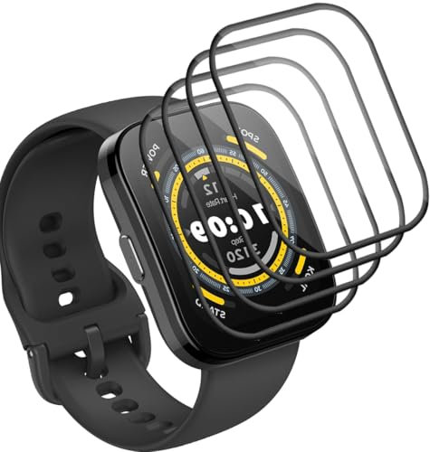 Yieehhow Protector Pantalla para Amazfit Bip 5 46mm Cristal Templado [4 Piezas], PMMA Protector Pantalla Compuesto, HD/Anti-Arañazos, 3D Curvado Película Protectora para Amazfit Bip 5 46mm
