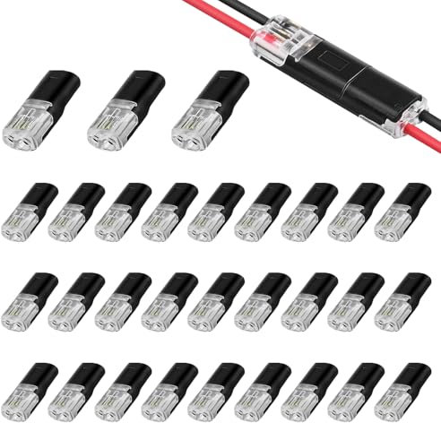 30 Pièces Connecteur Electrique Etanche rapide, Connecteur Fiche Voiture pour Câble, Connecteur Etanche 2 Fils, pour Voitures, LED, Motos, NaviresPour Câble 18-22 AWG, Broches Connecteurs Câble
