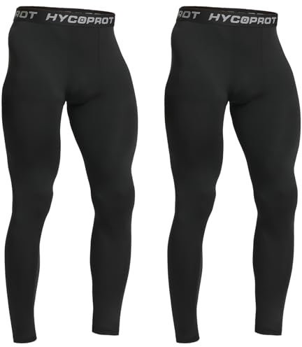 HYCOPROT 2er Pack Kompressionshose Herren Schnelltrocknende Laufhose Sport Baselayer Leggings Atmungsaktiv Baselayer Leggings Trainingshose Funktionsunterhose Tight Hose (Schwarz, M)