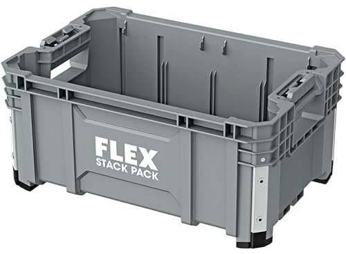 FLEX - Stack Pack Tool Storage System - Crate, Tool Box - Stackable - 533238 - Made of Impact Resistant Plastic with Aluminium Reinforced Corners, Metal Latch and More