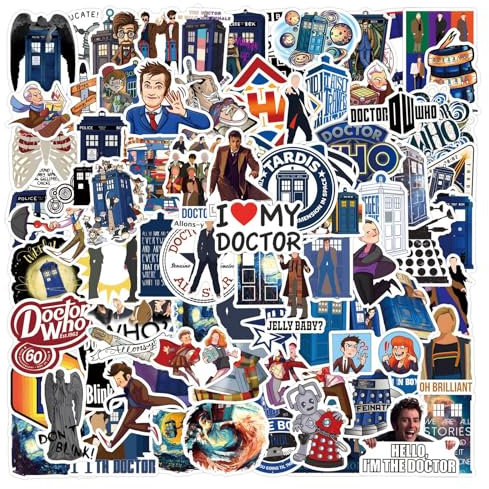 110 Pcs Doctor Who Stickers for Laptop, Cool Decals for Teens Kids Boys Skateboard Phone
