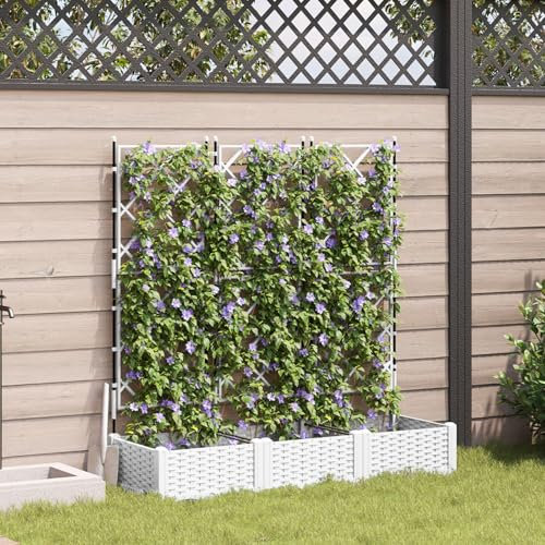 vidaXL Jardinière avec Treillis 3 pcs Blanc 120x40x125.5 cm