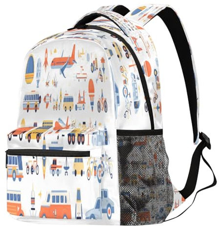 Cute Car Airplane Backpacks for Men Women Boys Girls Large School Bookbag Back Pack Hiking Travel Laptop Back Pack Rucksack Casual Daypack