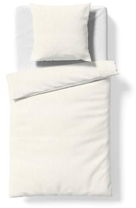 fleuresse Musselin Bettwäsche 155x220 Faro Elfenbein Uni Crinkle-Optik 614446-1109