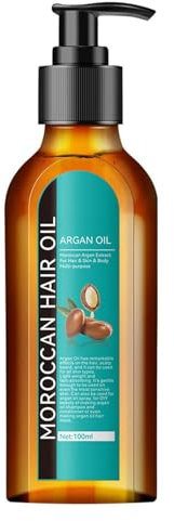 Moroccan Hair Essential Oil, Lightweight Non-Greasy Moroccan Argan Oil, Nourishing Conditioning Oil, Restores Healthy Shine, Treatment for Dry and Frizzy, Leave Hair Soft & Shiny (100ml, 1)