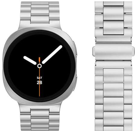 Metall Armband Kompatibel mit Samsung Galaxy Watch 9/8 40mm 44mm/8 Classic 46mm Armband Herren Damen, No Gap Ein Klick Befestigung Edelstahl Link Verstellbares Armbänder für Galaxy Watch 8/9 Series