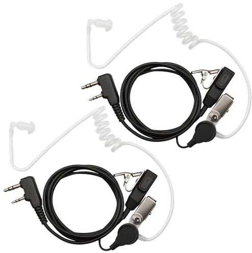 NIRJIK 2PCS 2 Pin Funkgerät Headset Kompatibel mit Walkie Talkie JUCJET / RT24 RT668 RT27 RT24V RT617 RT86 / Baofeng UV-5R Plus BF-888S BF-88E, Hörschlauch Polizei Kopfhörer Funkgerät