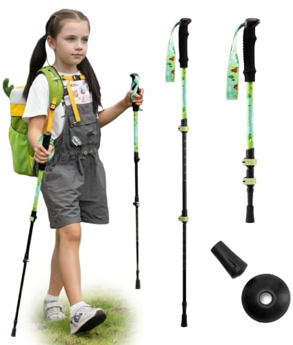 Qunature 1 Pezzo Bastoni da Trekking per Bambini Pieghevoli in Alluminio | Regolabile 51-100cm, con Manico in Eva, Bastoncini Telescopici Leggero, Bastoncini da Trekking per Montagna Escursioni