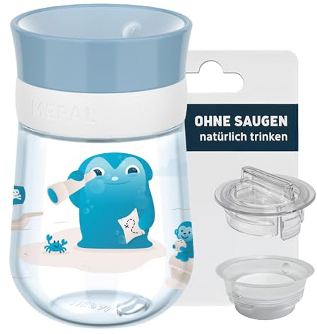 Landpark Trinklernbecher Blau 2 Trinkaufsätze - saugfrei - Trinkbecher 300 ml - BPA frei - Kinderbecher zum Trinken lernen - ab 9 Monaten