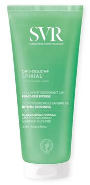 SVR - Spirial Déo-Douche - Gamme Spirial – Gel lavant déodorant 24h – Pour transpiration normale à excessive – Complexe probiotique, glycérine – 200 ml