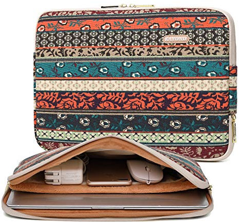 kayond Red Bohemia Water-resistant 14 inch Canvas laptop sleeve for 14-14.1 inch HP/Dell/Lenovo/Asus/Acer/Samsung Notebook Computer (14-14.1 Inch, Red Bohemia)
