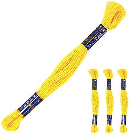 3 Docken Stickgarn je ca. 8m Sticktwist 100% Baumwolle Stickerei verschiedene Farbwahl, Farbe :1652 zitronengelb