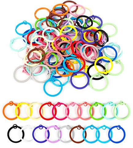 Anneaux de Porte-Clés Colorés 100 Pcs Porte-Clés en Métal Rond 30mm 19 Couleurs Porte-Clés Plat Anneaux Fendus Ronds pour Clés de Voiture Maison Chambre Accessoire de Artisanat Décoration