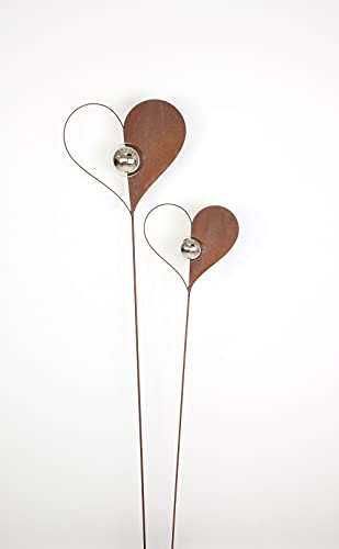 FRANK FLECHTWAREN Gartenstecker Kugelherz, im 2er Set, vielseitig einsetzbar, für viele Anlässe EIN schönes Geschenk