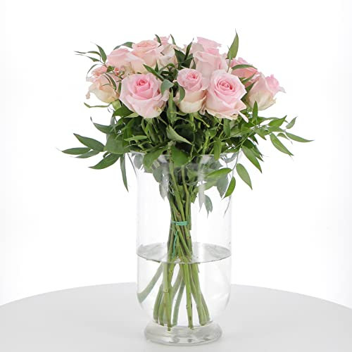 KENTIS - Bouquet di 12 Rose Rosa a Stelo Lungo 50 cm - Mazzo di Fiori Freschi a Domicilio in Italia - Rose Vere Regalo