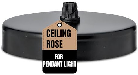LEDSone Ceiling Rose Pendant Cable Grip Clamp Plate for Light Fitting Hanging Lamp,100mm Black Full Set UK Stock (Black) (1 Pack)