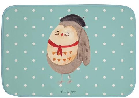 Mr. & Mrs. Panda Badteppich Eule Frankreich - Geschenk, Badezimmerteppich, hibou, Duschmatte, La Vie est Belle, französisch, Duschvorleger, Eulen,