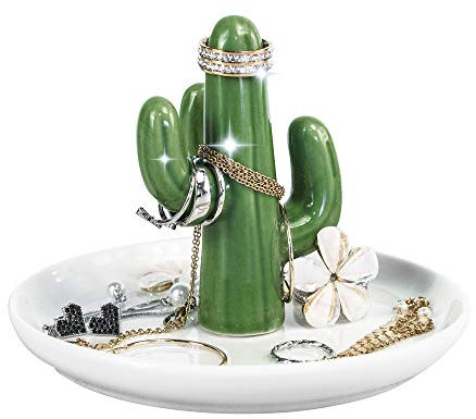 Uncle Paul KH06XR Kaktus-Ringhalter, Ringschale, Keramik-Organizer, Aufbewahrungsplatte, dekorative Tabletts, Armbänder, Ohrringe, Schmucktablett, kreative Heimdekoration, Geschenk für Frauen und