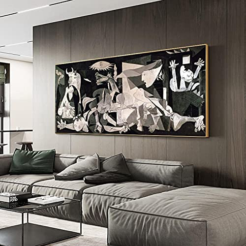 Xinmei Art Berühmte Leinwand Gemälde Reproduktionen Druck Auf Leinwand Kunstdrucke Artwork Guernica Von Picasso Wandbilder Für Wohnzimmer 85x165cm (34x65in) Mit Rahmen
