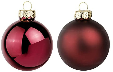Deco Woerner Weihnachtskugeln weinrot 6cm 24 St Christbaumkugeln Glaskugeln Christbaumschmuck