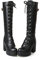 HOTRA Stivali Alti alla Coscia Piattaforma con Tacco Grosso Allacciare Tacco Alto Stivali da Moto Stivali da Combattimento (Color : Black with Plush, Size : 38 EU)