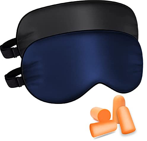 Lichtblockierende Augenmaske Mit Verstellbarem - Schlafbrille Mit Verstellbarem Riemen Schlafmaske Für Reisen Mit Ohrstöpsel Schlafmaske Für Hautfreundlich Seide Für Frauen Und Herren
