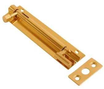 Vibe 25mm Barrel Bolt Necked 100mm x 25mm on Brass, Surface Mounted Door Bolt, Sliding Door Lock, Lock Bolts for Securing Internal Doors for Bedrooms, Bathrooms, Storage Units and Cupboards