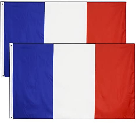 2 Piezas 90 x 150 cm Bandera de Francia Grande con Anillos Duraderos.Flag al Francés para el Festival Europeo de Fútbol Decoración de Interiores.Bandera Francesa/French Flag