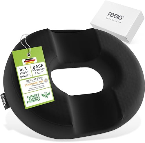 feela.® Orthopädischer Sitzring [3 Härtegrade] – Hämorrhoiden Sitzkissen mit Loch – nach OP & Geburt – Sitzring Steißbein Entlastung, Hämorriden Kissen, Sitzdonut – lindert Schmerzen (Weich)