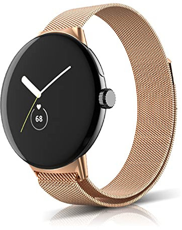 ZoRoll Armband für Google Pixel Watch 3 41mm/Pixel Watch 2/Pixel Watch, Edelstahl Ersatzarmband Mesh Metall Uhrenarmband, Magnetisch Verstellbarer Ersatzband für Google Pixel Watch 3 41mm - Roségold