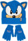 Sonic the Hedgehog Hut und Handschuhe Kinder Blaue 3D Ohren gestrickt