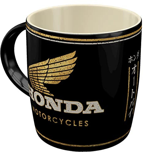 Nostalgic-Art Retro Kaffeebecher, 330 ml, Honda MC – Motorcycles Gold – Geschenk-Idee für Honda-Zubehör Fans, Original Lizenzprodukt (OLP), Keramik-Tasse für Kaffee, Vintage Design