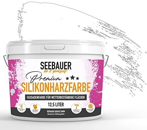 SEEBAUER diy® Silikonharzfarbe Weiß Fassadenfarbe (No. 000 Weiß 2,5 Liter) Selbstreinigend mit Lotuseffekt