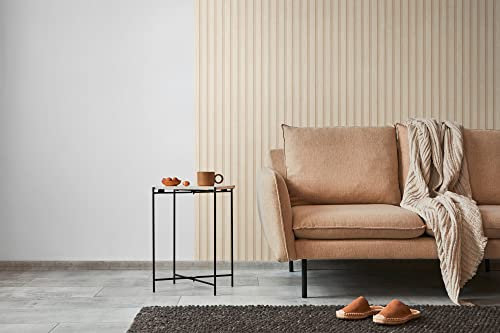 TAPETE LIVING Tapete Holzoptik Beige 3D Vliestapete Paneele Moderne Vlies Wandtapete Holzpaneele Lamellenwand skandi