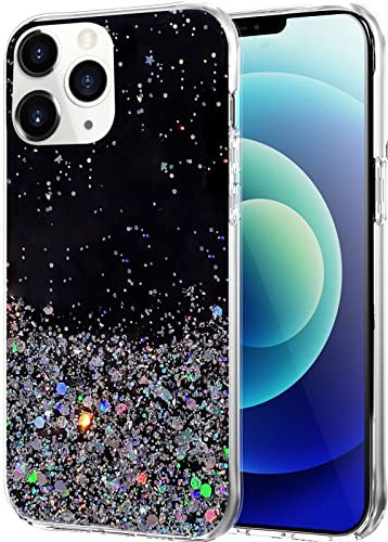 Monsully Glitter iPhone 11 Pro Max Case Sparkle, Sparkle Bling Bling Protective Case Black TPU Bumper Silicone Case Shockproof Colourful Case Cover for iPhone 11 Pro Max