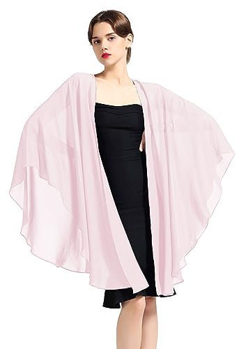 BEAUTELICATE Femme Étole Châle Elégant Foulard Boléro Cape en Mousseline de Soie Pour Robe de Soirée Mariage Mariée Cérémonie(Rose Pâle, Taille Unique)