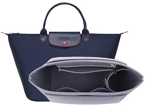 D.DUO Tascheneinsatz-Organizer, Geldbörsenzubehör,Passend Für Longchamp Tragetasche mit langem Griff (Grau,S(kurzer Griff))