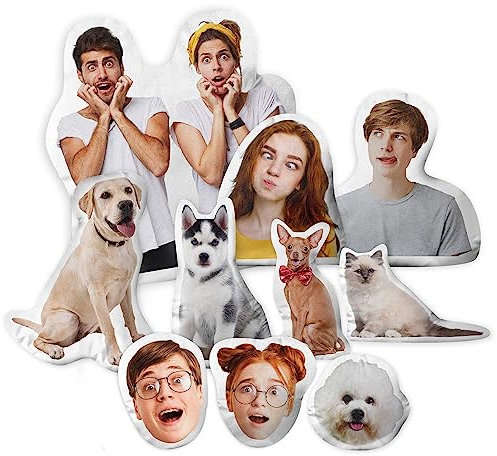 Easycosy personalisiertes 3D Katze Hund Kissen mit Foto als FOTOGESCHENK, Doppelseitige Bedruckte Tierkissen mit Multi-Size (mit Füllung), als Geschenke zum Weihnachten Geburtstag, Valentinstag