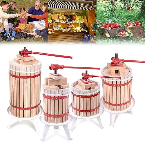 TRMLBE Manuell Obstpresse 6L Obstmühle inkl. Presstuch & Einbauanleitung & Zubehör Apfelpresse Weinpresse Beerenpresse