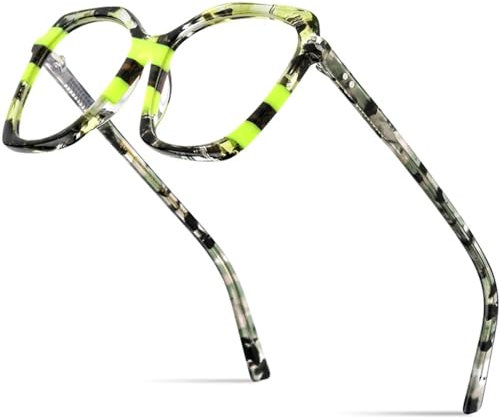 MUTYNE Mehrfarbige Acetat-Brillenfassung für Damen, Cat-Eye-Brille, Cateye-Brille, grün, Einheitsgröße