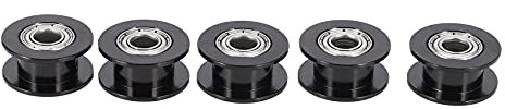 CONFUSE 5 Mm Bohrung Schwarz Aluminium Zahnlos Zahnriemen Umlenk Rolle Fuer 3D Drucker 6 Mm Breite Zahn Riemen (Packung Von 5 Stuecke) (Bohrung 5 Mm)