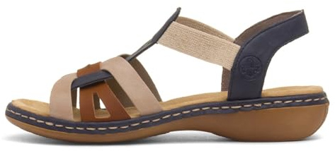 Rieker 65918 Wandersandalen mit elastischen Riemen, Weiß, Pacific Multi, 37 EU