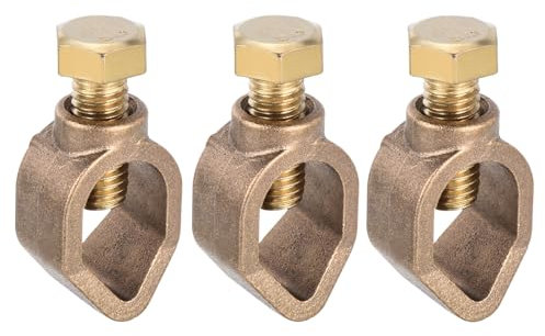 sourcing map Ground Rod Clamp Grounding Clamps 1/2 Wire Connector Great for Pipe Range Pack of 3