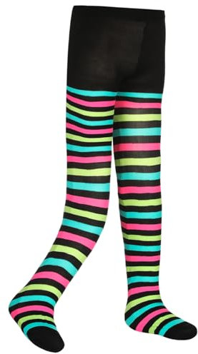Neer Collant di Carnevale per Bambini Calze Morbido per Bambini Collant Elasticizzati per Costumi per Ragazze Età 6-12 Pasqua Carnevale Natale(Strisce Colorate)