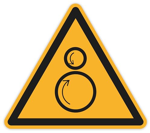 Schild Warnzeichen 25mm - DIN EN ISO 7010 - ASR A1.3 - Für Innen und Aussen - 2,5cm - PVC Aufkleber - selbstklebend (25, W025 Warnung vor gegenläufigen Rollen)