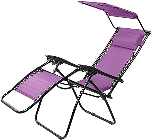 Klappbarer Liegestuhl Zero Gravity mit Baldachin, Terrassen-Sonnenschutz, Lounge, verstellbarer, klappbarer Schatten, verstellbar, mehrfarbig, optionale Sonnenliege für den Garten – Einheitsgröße_Lila